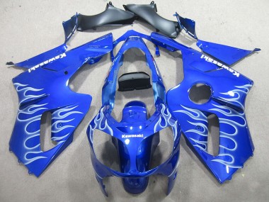 00-01 Blue White Flame Kawasaki ZX12R Motorcycle Fairings