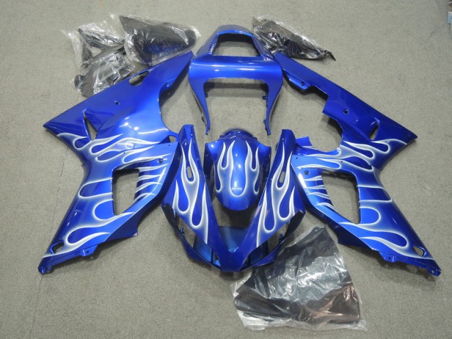 00-01 Blue White Flame Yamaha YZF R1 Motorcycle Fairings