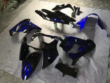 00-01 Glossy Black Blue Flame Kawasaki ZX9R Motorcycle Fairings