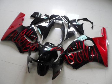 00-01 Red Flame Kawasaki ZX12R Motorcycle Fairings