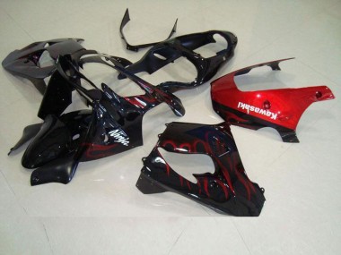 00-01 Red Flame Kawasaki ZX9R Motorcycle Fairings