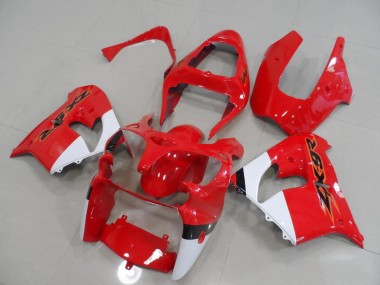 00-01 Red and White Kawasaki ZX9R Motorcycle Fairings