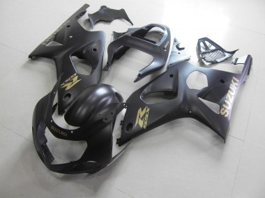 00-02 All Matte Black with Gold Sticker Suzuki GSXR 1000 Motorcycle Fairings