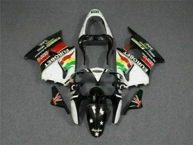 00-02 Black White Eurobet Kawasaki ZX6R Motorcycle Fairings