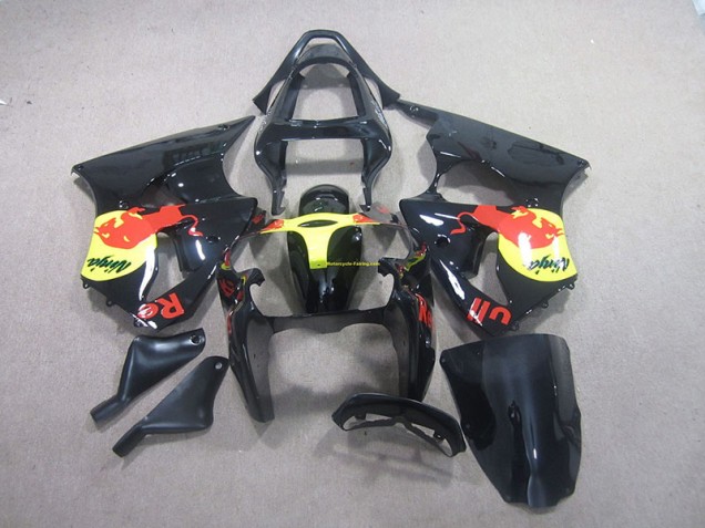 00-02 Black Yellow Red Bull Ninja Kawasaki ZX6R Motorcycle Fairings