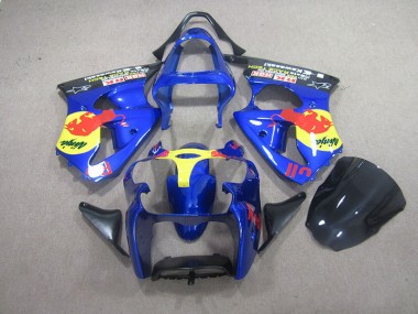 00-02 Blue Red Bull Ninja Kawasaki ZX6R Motorcycle Fairings