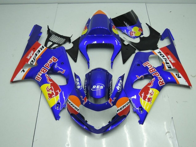 00-02 Blue Red Bull Suzuki GSXR 1000 Motorcycle Fairings