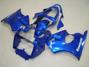 00-02 Blue with White Decals Kawasaki ZX6R Motorcycle Fairings