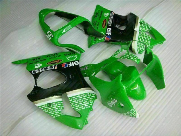 00-02 Green Black Kawasaki ZX6R Motorcycle Fairing Kits & Plastic