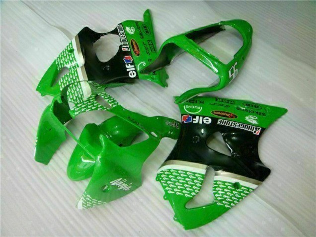 00-02 Green Black Kawasaki ZX6R Motorcycle Fairing Kits & Plastic