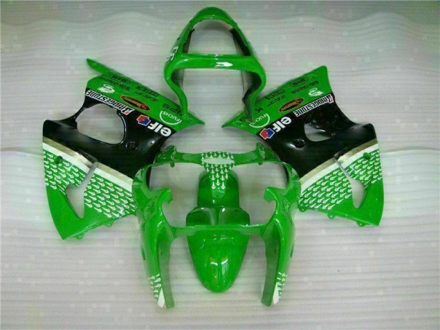 00-02 Green Black Kawasaki ZX6R Motorcycle Fairing Kits & Plastic