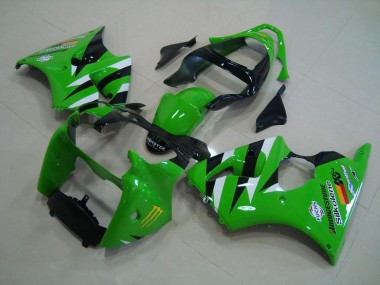 00-02 Green Black Kawasaki ZX6R Motorcycle Fairings