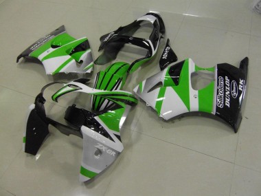 00-02 Green White Stripe Kawasaki ZX6R Motorcycle Fairings