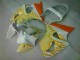 00-02 White Yellow Flame Kawasaki ZX6R Motorcycle Fairings