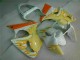 00-02 White Yellow Flame Kawasaki ZX6R Motorcycle Fairings