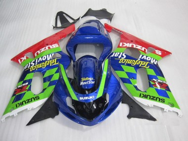 01-03 Blue Green Red Telefumia Movistar Suzuki GSXR 600 Motorcycle Fairings