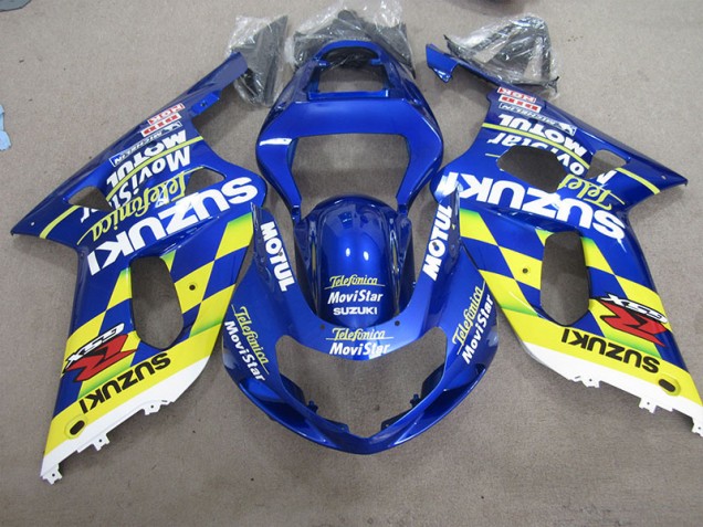 01-03 Blue Yellow Telefumia Movistar Suzuki GSXR 600 Motorcycle Fairings