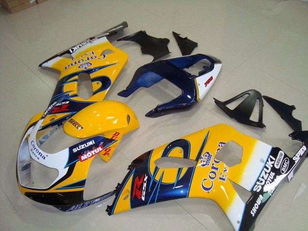 01-03 Yellow Blue Corona Extra Motul Suzuki GSXR 750 Motorcycle Fairings