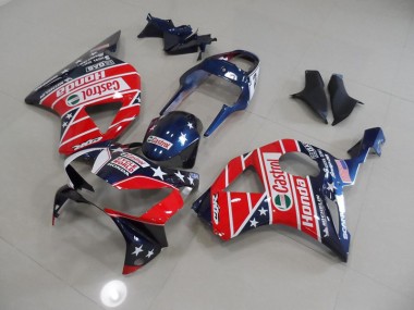 02-03 Blue Red Cycle World Castrol Honda CBR900RR 954 Motorcycle Fairings