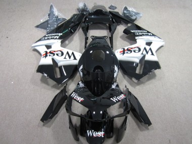 03-04 West White Black Honda CBR600RR Motorcycle Fairings