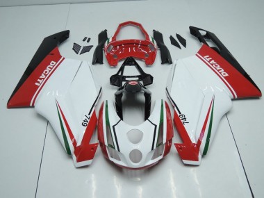 03-04 White Red with Tail Open Ducati 749 999 Motorcycle Fairings