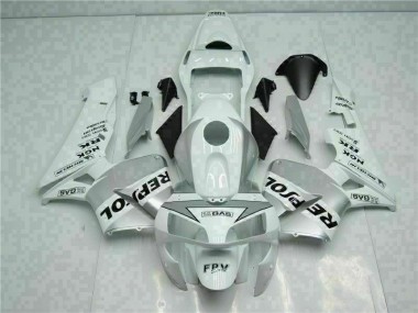 03-04 White Silver Repsol Honda CBR600RR Motorcycle Fairings