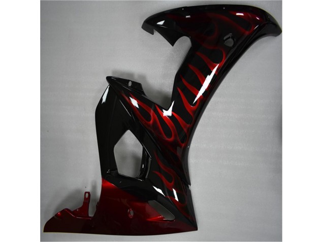 03-05 Black Red Flame Yamaha YZF R6 Motorcycle Fairings