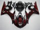 03-05 Black Red Flame Yamaha YZF R6 Motorcycle Fairings