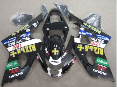 04-05 Black Yellow Rizla Suzuki GSXR 600 Motorcycle Fairings