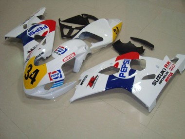 04-05 White Blue Pepsi 34 Suzuki GSXR 750 Motorcycle Fairings