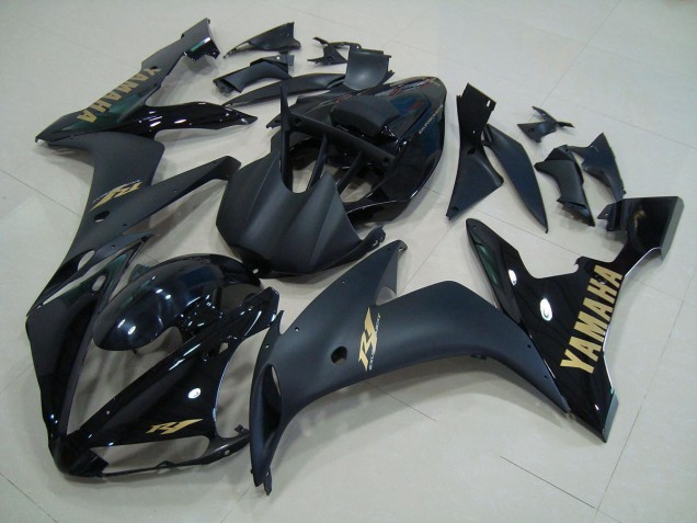 04-06 Black Matte Gold Yamaha YZF R1 Motorcycle Fairings