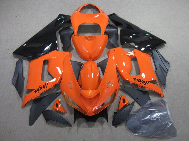 05-06 Orange Black Ninja Kawasaki ZX6R Motorcycle Fairing