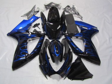 06-07 Black Blue Flame Suzuki GSXR 750 Motorcycle Fairings