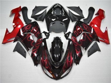 06-07 Red Flame Kawasaki ZX10R Motorcycle Fairings