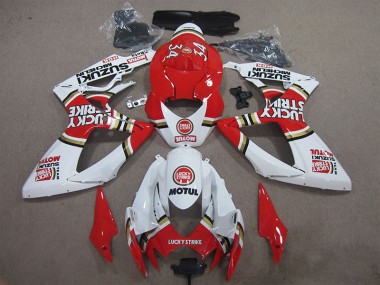 06-07 Red White Lucky Strike Motul Suzuki GSXR 600 Motorcycle Fairings