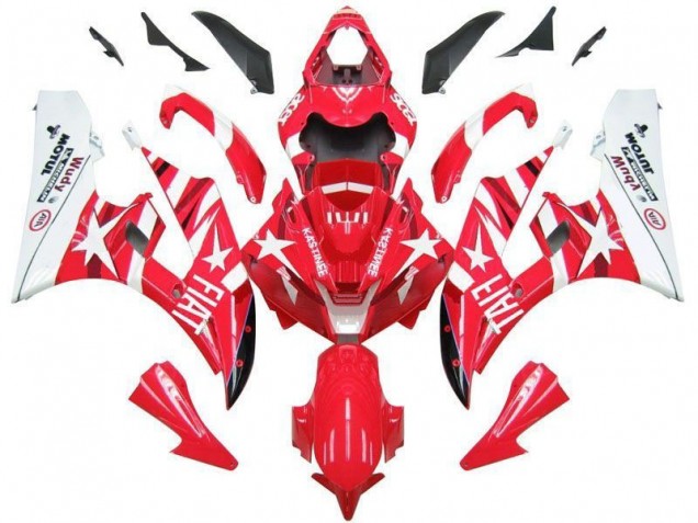 06-07 Red White Star Fiat Yamaha YZF R6 Motorcycle Fairings