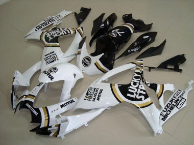 06-07 White Lucky Strike Black Motul Suzuki GSXR 750 Motorcycle Fairings