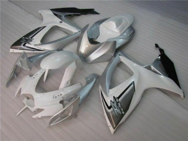 06-07 White Silver Suzuki GSXR 600/750 Full Motorcycle Fairing Kits