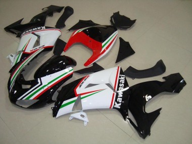 06-07 White and Black Kawasaki ZX10R Motorcycle Fairings