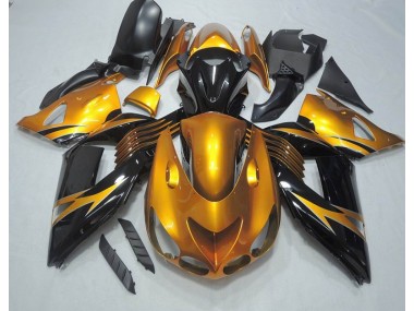 06-11 Black Gold Kawasaki ZX14R ZZR1400 Motorcycle Fairings