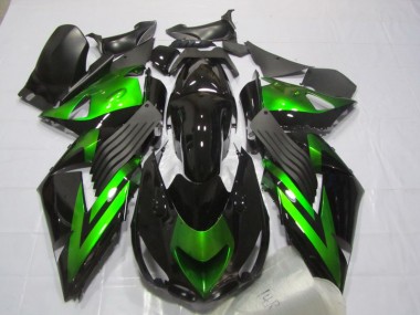 06-11 Black Green Kawasaki ZX14R ZZR1400 Motorcycle Fairings