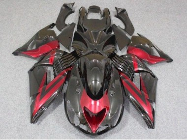 06-11 Black Red Kawasaki ZX14R ZZR1400 Motorcycle Fairing