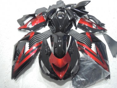 06-11 Black Red Kawasaki ZX14R ZZR1400 Motorcycle Fairings