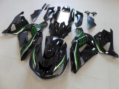 06-11 Glossy Black with Green Line Kawasaki ZX14R ZZR1400 Motorcycle Fairings