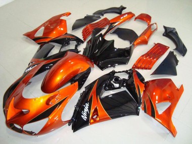 06-11 Orange Black Kawasaki ZX14R ZZR1400 Motorcycle Fairings