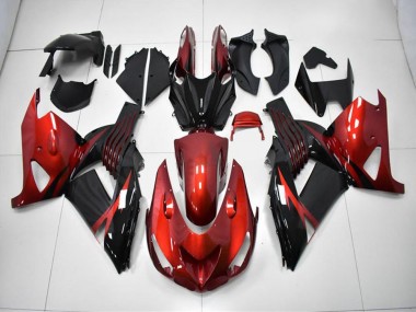 06-11 Red Black Kawasaki ZX14R ZZR1400 Motorcycle Fairings