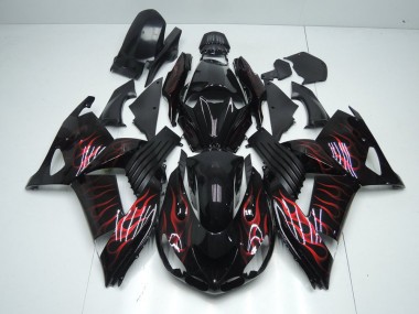 06-11 Red Flame Kawasaki ZX14R ZZR1400 Motorcycle Fairings