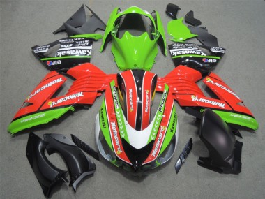 06-11 Red Green Motocard Kawasaki ZX14R ZZR1400 Motorcycle Fairings