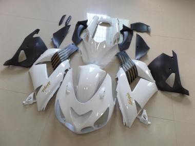 06-11 White and Matte Black Kawasaki ZX14R ZZR1400 Motorcycle Fairings