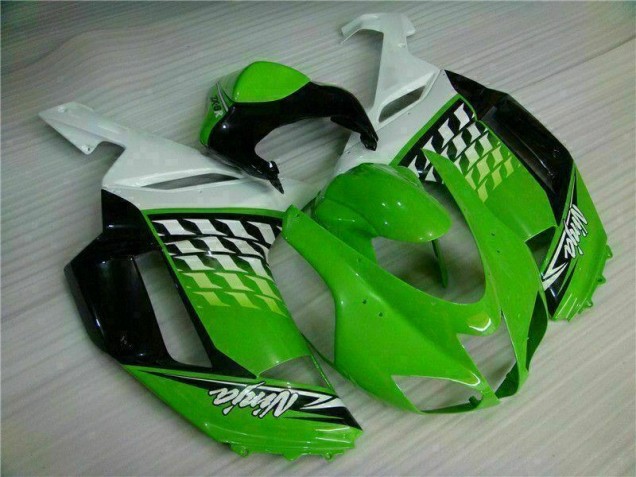 07-08 Green White Ninja Kawasaki ZX6R Motorcycle Fairings